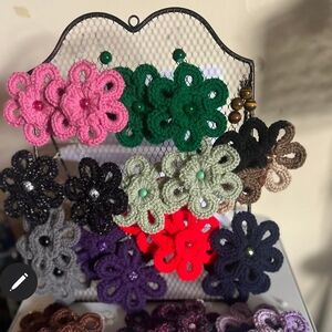 Colorful Crochet Flower Earrings